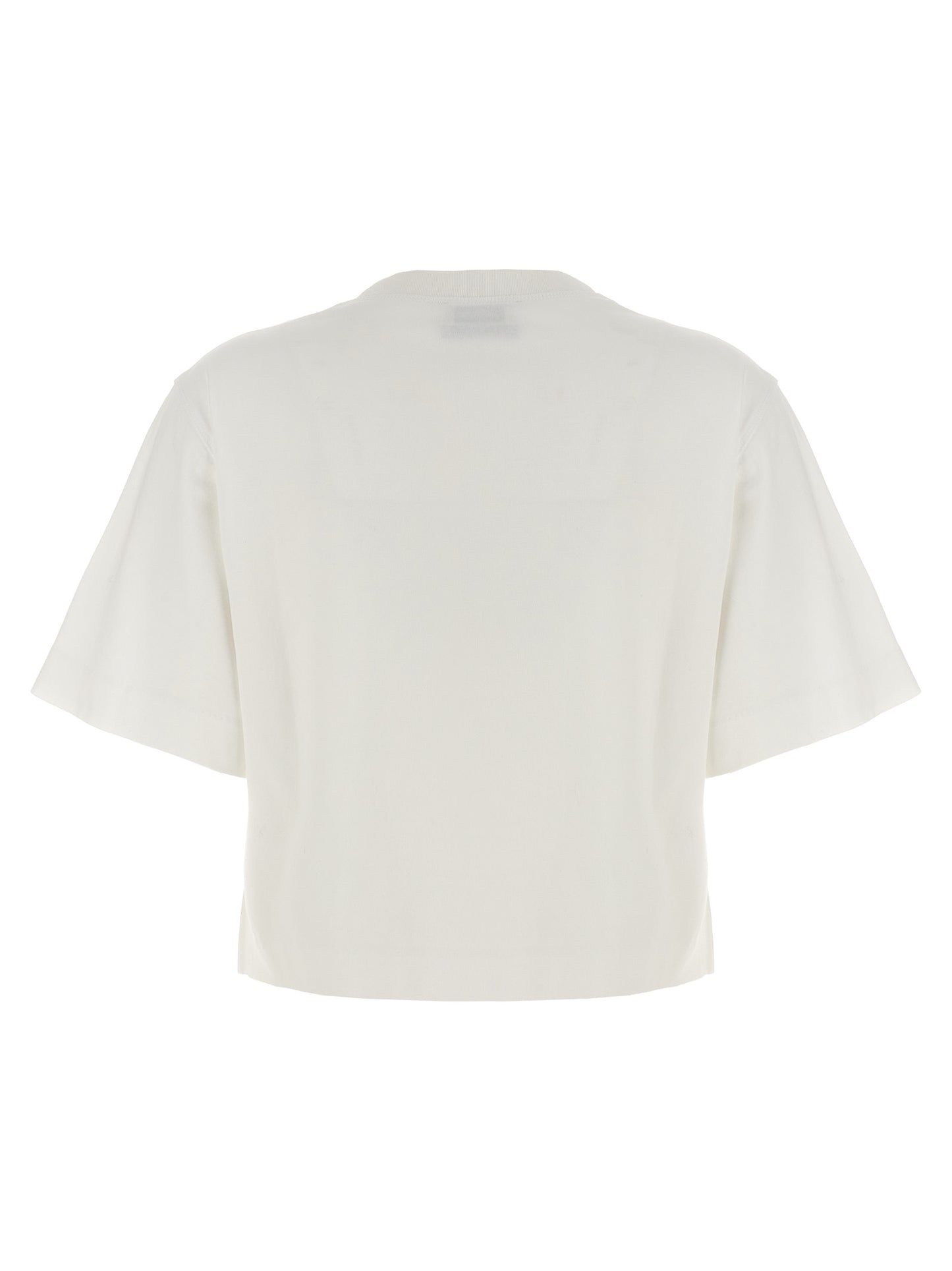 T-Shirt by Off-White for women in cotton white & print showcases a fashionable silhouette, elegantly detailed with a fashionable and crew neckline for a sophisticated, high-fashion look.