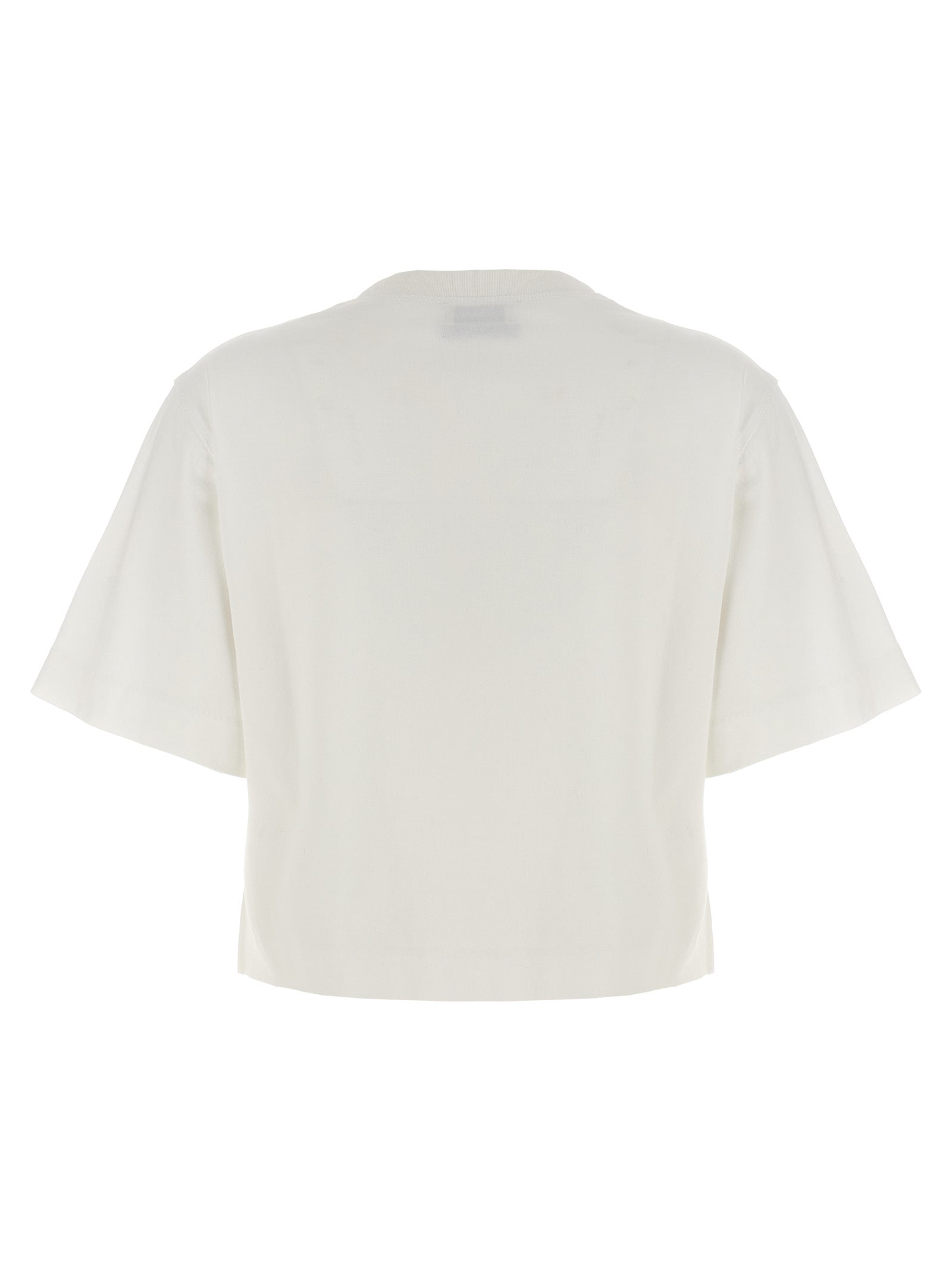 T-Shirt by Off-White for women in cotton white & print showcases a fashionable silhouette, elegantly detailed with a fashionable and crew neckline for a sophisticated, high-fashion look.