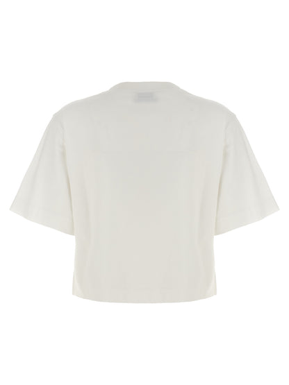T-Shirt by Off-White for women in cotton white & print showcases a fashionable silhouette, elegantly detailed with a fashionable and crew neckline for a sophisticated, high-fashion look.