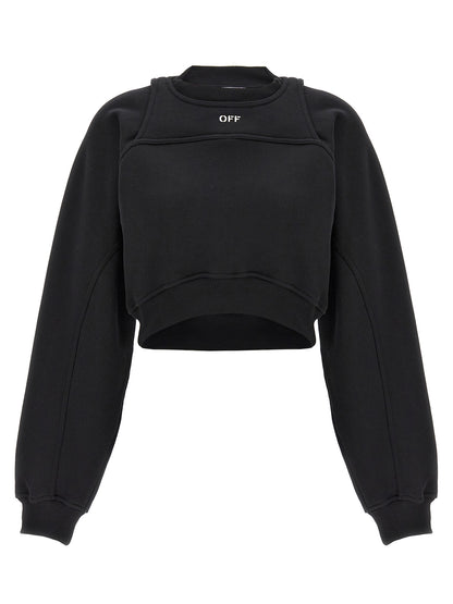 Activewear Sweatshirt by Off-White for women in cotton bicolour, black & white showcases a versatile silhouette, artfully detailed with a versatile crew neckline and for a versatile finish with .