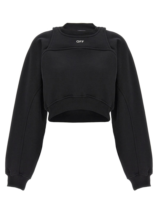 Activewear Sweatshirt by Off-White for women in cotton bicolour, black & white showcases a versatile silhouette, artfully detailed with a versatile crew neckline and for a versatile finish with .