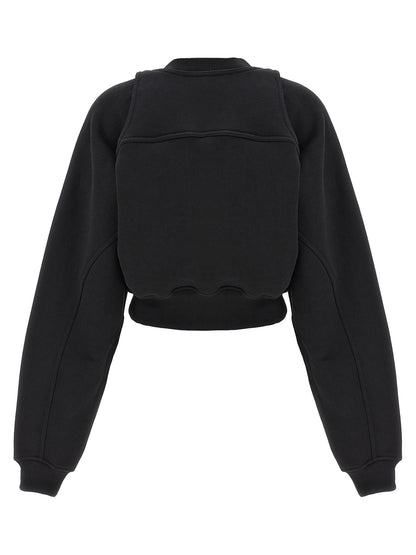 Activewear Sweatshirt by Off-White for women in cotton bicolour, black & white presents a dynamic silhouette, featuring a dynamic crew neckline and detailed with functional .