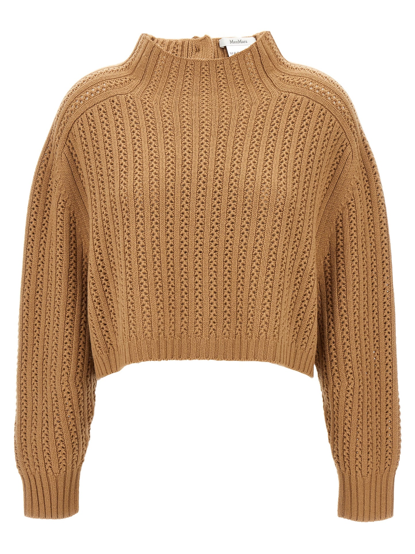 Cardigan by Max Mara for women in cashmere beige features a nuanced silhouette with a refined and nuanced long-sleeve detailing for a sophisticated look.