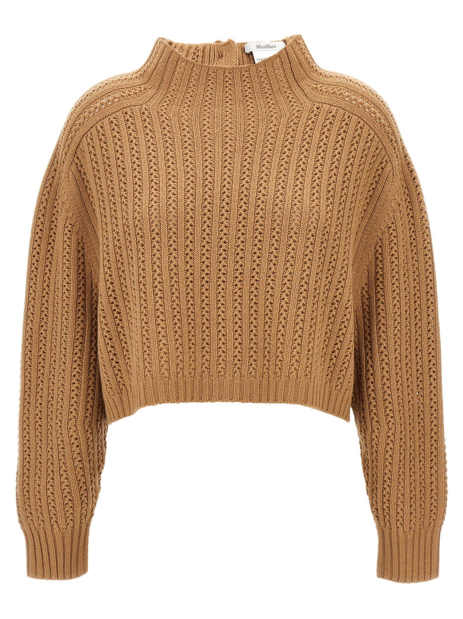 Cardigan by Max Mara for women in cashmere beige features a nuanced silhouette with a refined and nuanced long-sleeve detailing for a sophisticated look.