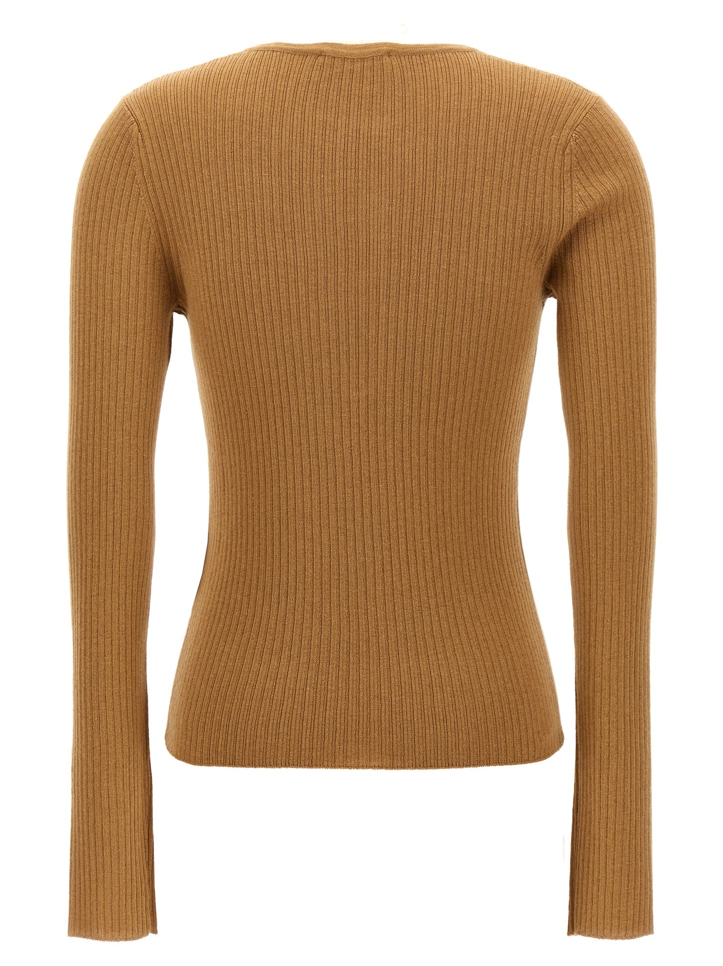 Cardigan by Max Mara for women in cashmere silk beige & patterned features a nuanced silhouette with a refined v-neck neckline and nuanced detailing for a sophisticated look.