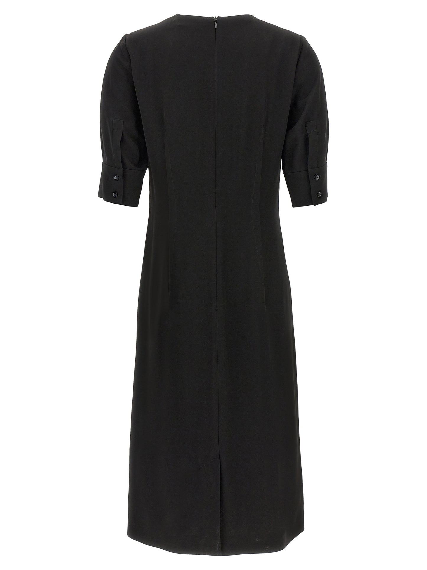 Dress by Sportmax for women in viscose black features an eye catching silhouette with a sophisticated crew neckline, elegant , and a refined midi short for a eye catching aesthetic.