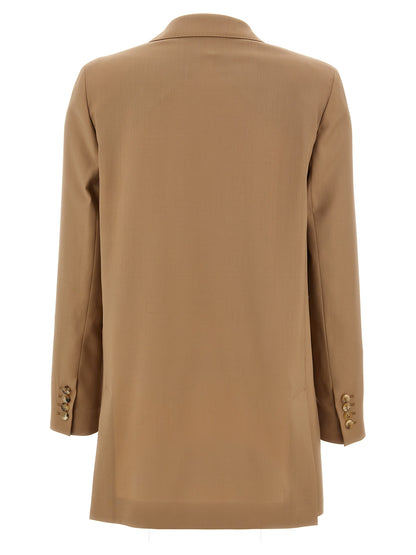 Blazer by Max Mara for women in virgin wool beige features an sartorial silhouette, showcasing a sophisticated and sartorial for a truly sartorial finish.