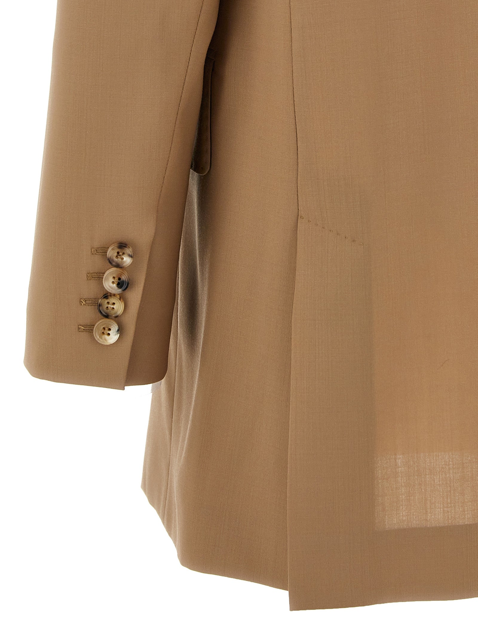 Blazer by Max Mara for women in virgin wool beige presents a distinguished silhouette, detailed with a distinguished and distinctive for a truly sophisticated finish.
