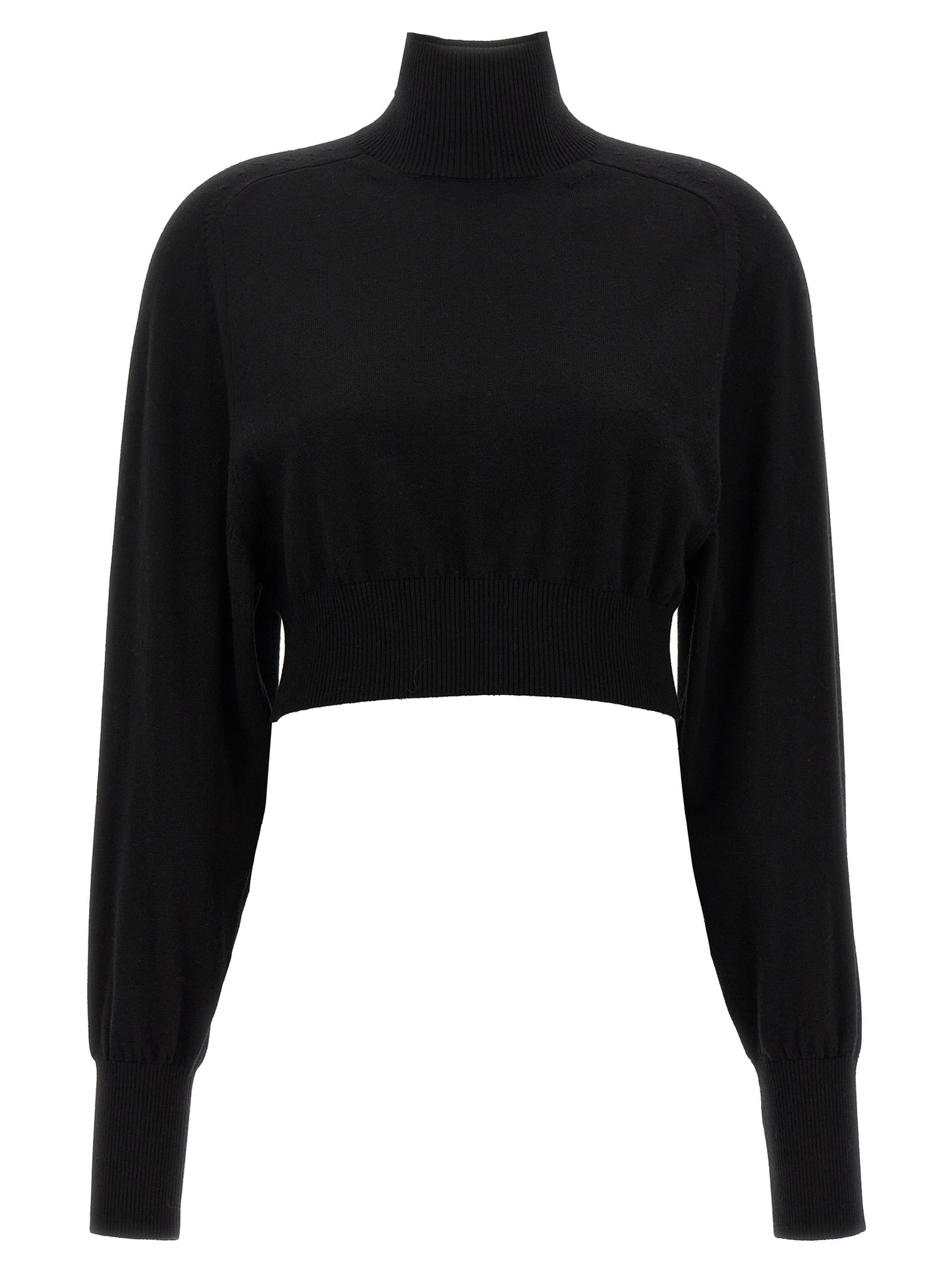 Cardigan by Sportmax for women in virgin wool black features an impeccable silhouette, showcasing a sophisticated turtle high-neck neckline and detail for a truly impeccable finish.