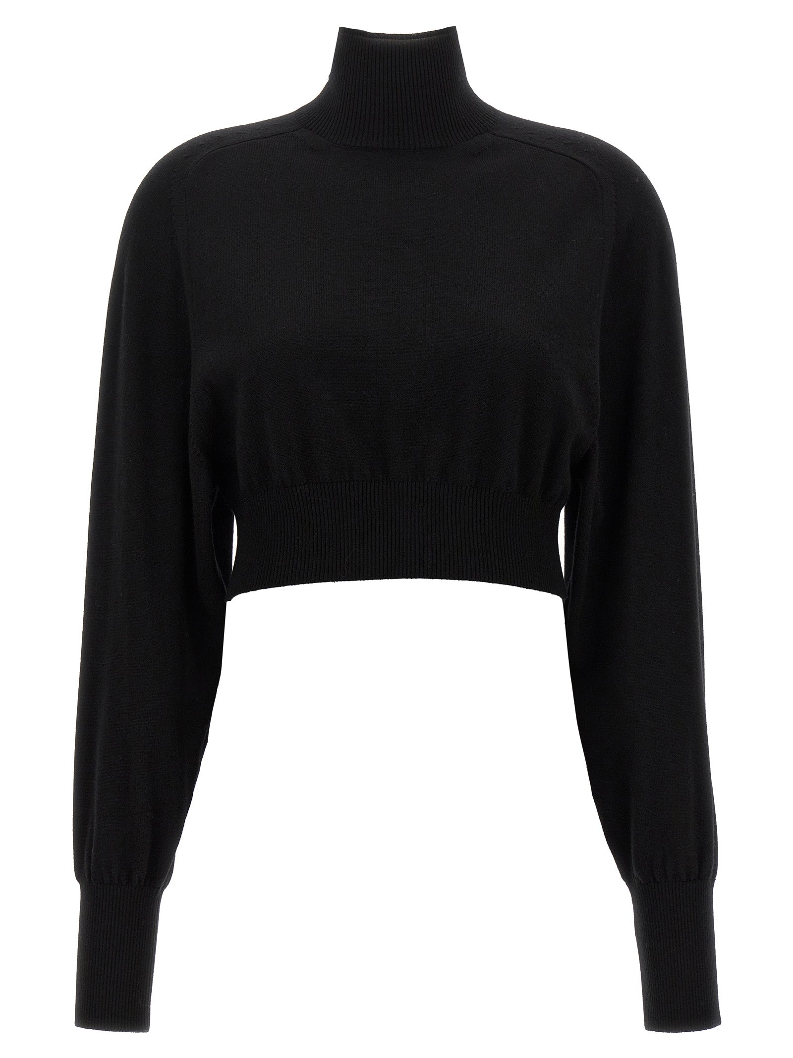 Cardigan by Sportmax for women in virgin wool black features an impeccable silhouette, showcasing a sophisticated turtle high-neck neckline and detail for a truly impeccable finish.