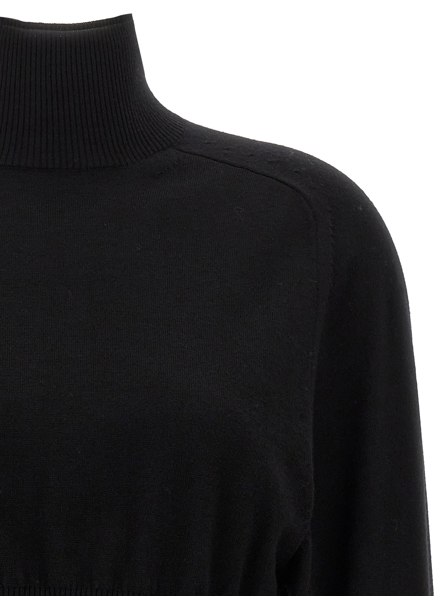 Cardigan by Sportmax for women in virgin wool black features a nuanced silhouette with a refined turtle high-neck neckline and nuanced detailing for a sophisticated look.