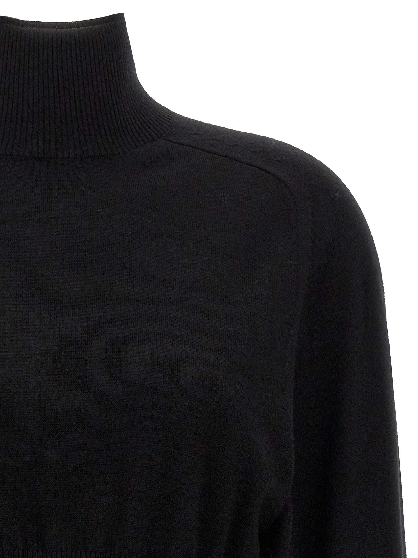 Cardigan by Sportmax for women in virgin wool black features a nuanced silhouette with a refined turtle high-neck neckline and nuanced detailing for a sophisticated look.