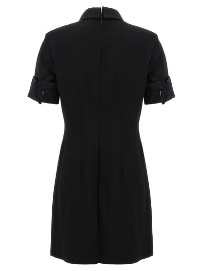 Dress by Sportmax for women in satin viscose black showcases a striking silhouette, elegantly detailed with a , refined , and a striking short mini for a striking finish.
