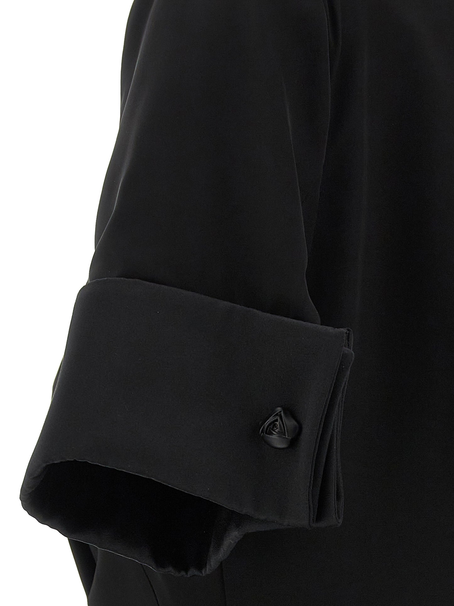 Dress by Sportmax for women in satin viscose black features an sultry silhouette defined by a and , falling to an sultry short mini for a sultry look.