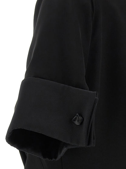 Dress by Sportmax for women in satin viscose black features an sultry silhouette defined by a and , falling to an sultry short mini for a sultry look.