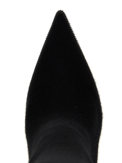 Sock Over-The-Knee Boots by RENE CAOVILLA for women in linen wool & suede leather black features an high-performance silhouette, showcasing the sophisticated design of the Women's Linen Wool & Suede Leather Sock Over-The-Knee Boots with a and a refined .