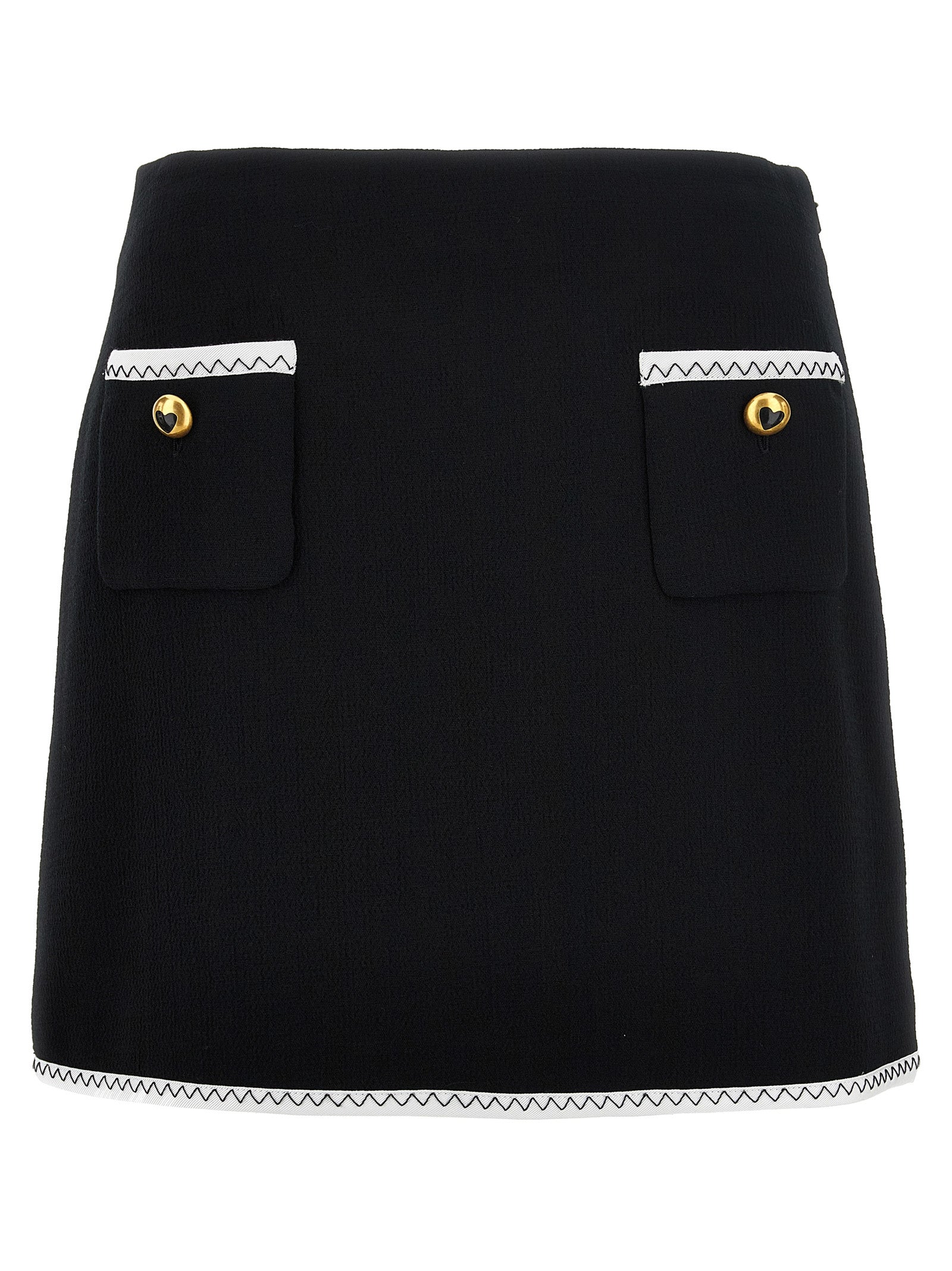 Skirt by Moschino for women in viscose wool crepe bicolour, black & white features an tailored silhouette, artfully capturing the essence of Heart Spin Women's Viscose Wool Crepe Long Skirt in a sophisticated long.