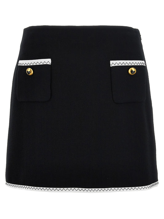 Skirt by Moschino for women in viscose wool crepe bicolour, black & white features an tailored silhouette, artfully capturing the essence of Heart Spin Women's Viscose Wool Crepe Long Skirt in a sophisticated long.