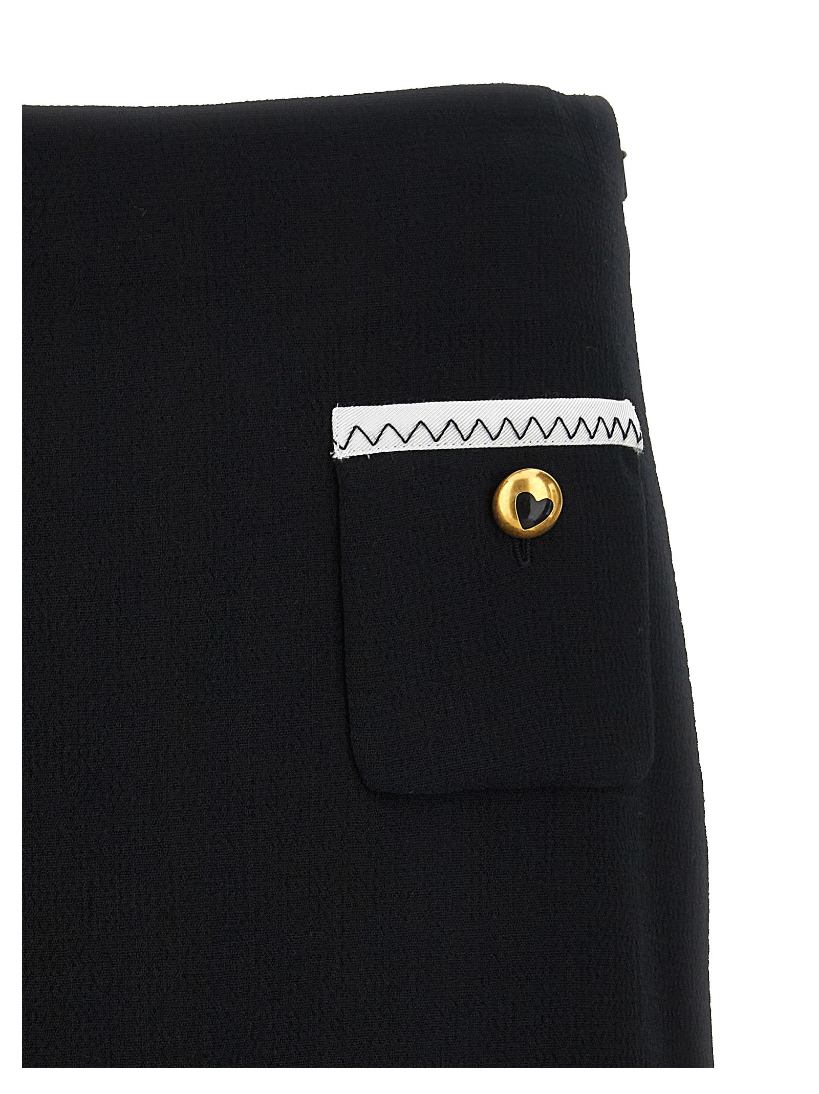 Skirt by Moschino for women in viscose wool crepe bicolour, black & white features an relaxed-yet-refined silhouette that elegantly showcases the Heart Spin Women's Viscose Wool Crepe Long Skirt design and sophisticated long.