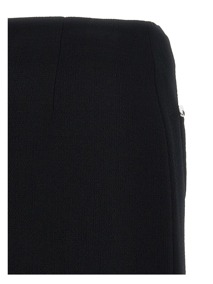 Skirt by Moschino for women in viscose wool crepe bicolour, black & white features a sublime silhouette, showcasing the sublime design of the Heart Spin Women's Viscose Wool Crepe Long Skirt in a sophisticated long.