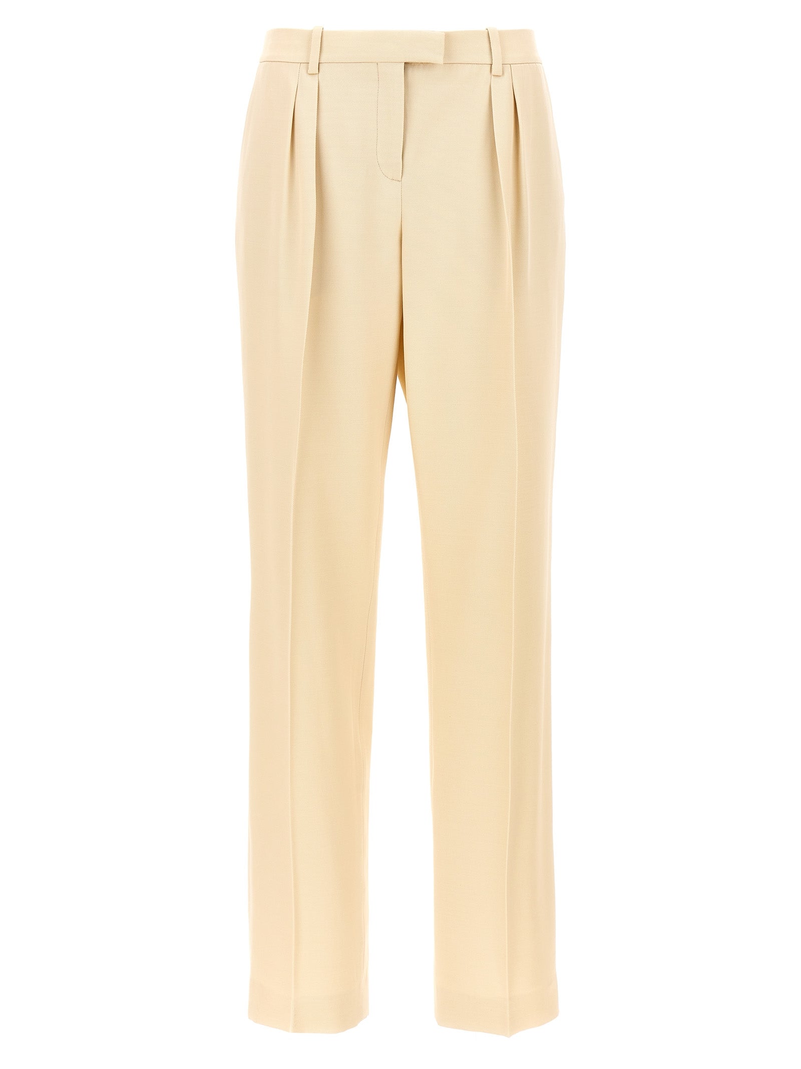 Trousers by Tom Ford for women in wool & silk beige features a artisanal silhouette, showcasing a sophisticated with a long and for a artisanal finish.