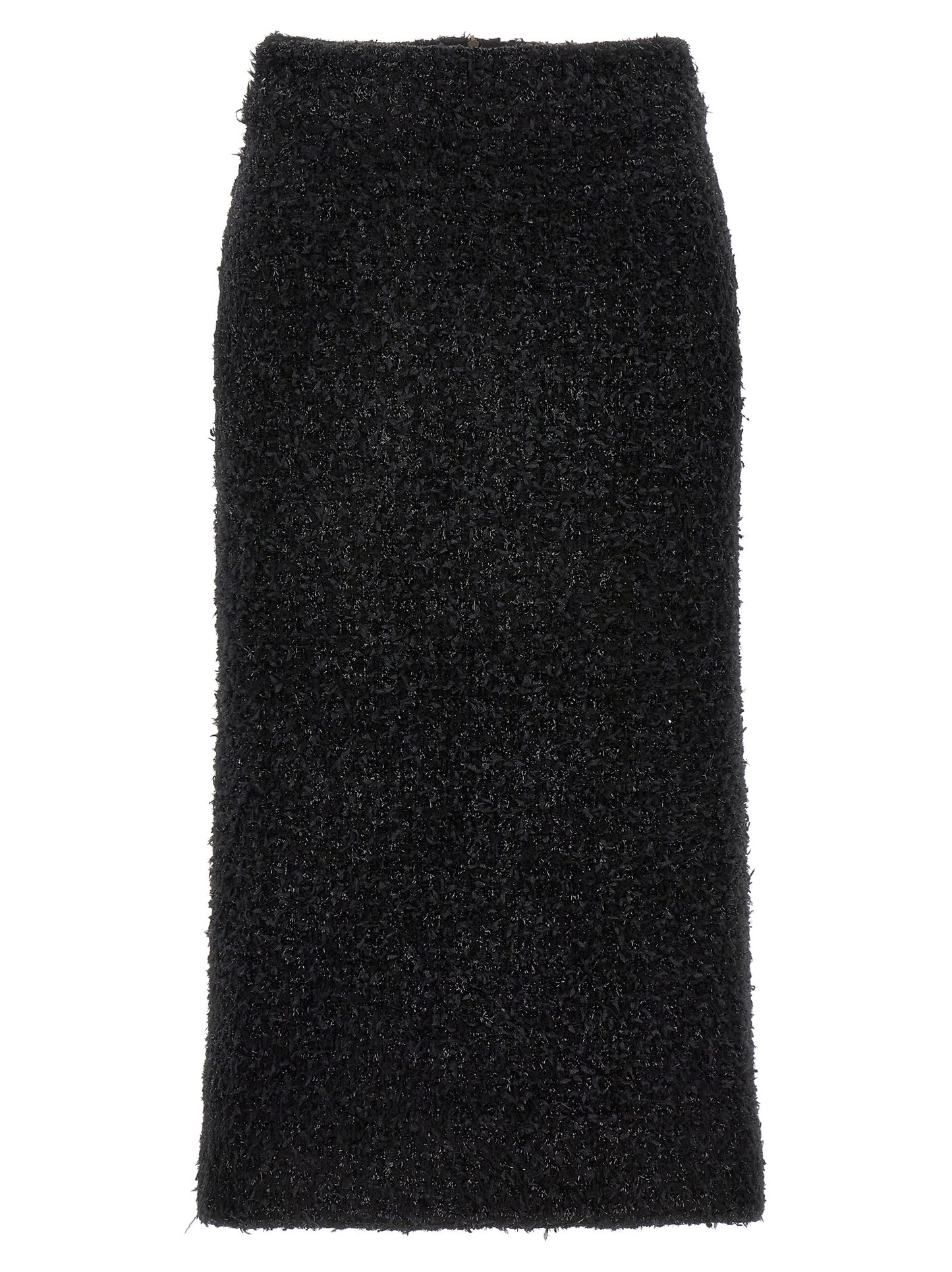 Skirt by Balenciaga for women in polyamide cotton tweed black features a sublime silhouette, showcasing the sublime design of the Women's Polyamide Cotton Tweed Midi Skirt in a sophisticated midi.