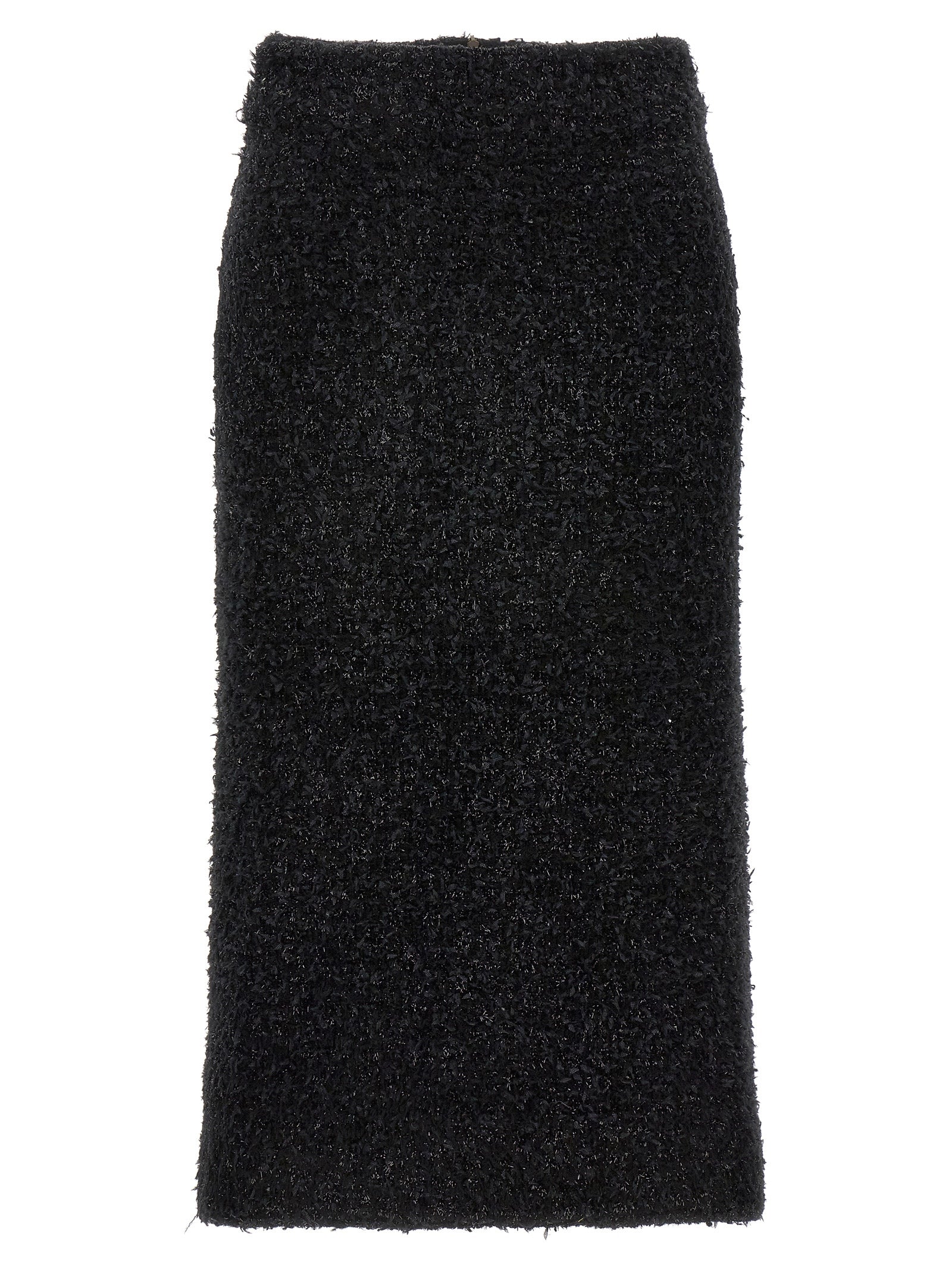 Skirt by Balenciaga for women in polyamide cotton tweed black features a sublime silhouette, showcasing the sublime design of the Women's Polyamide Cotton Tweed Midi Skirt in a sophisticated midi.