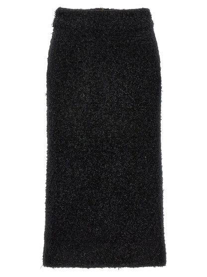 Skirt by Balenciaga for women in polyamide cotton tweed black features a sublime silhouette, showcasing the sublime design of the Women's Polyamide Cotton Tweed Midi Skirt in a sophisticated midi.