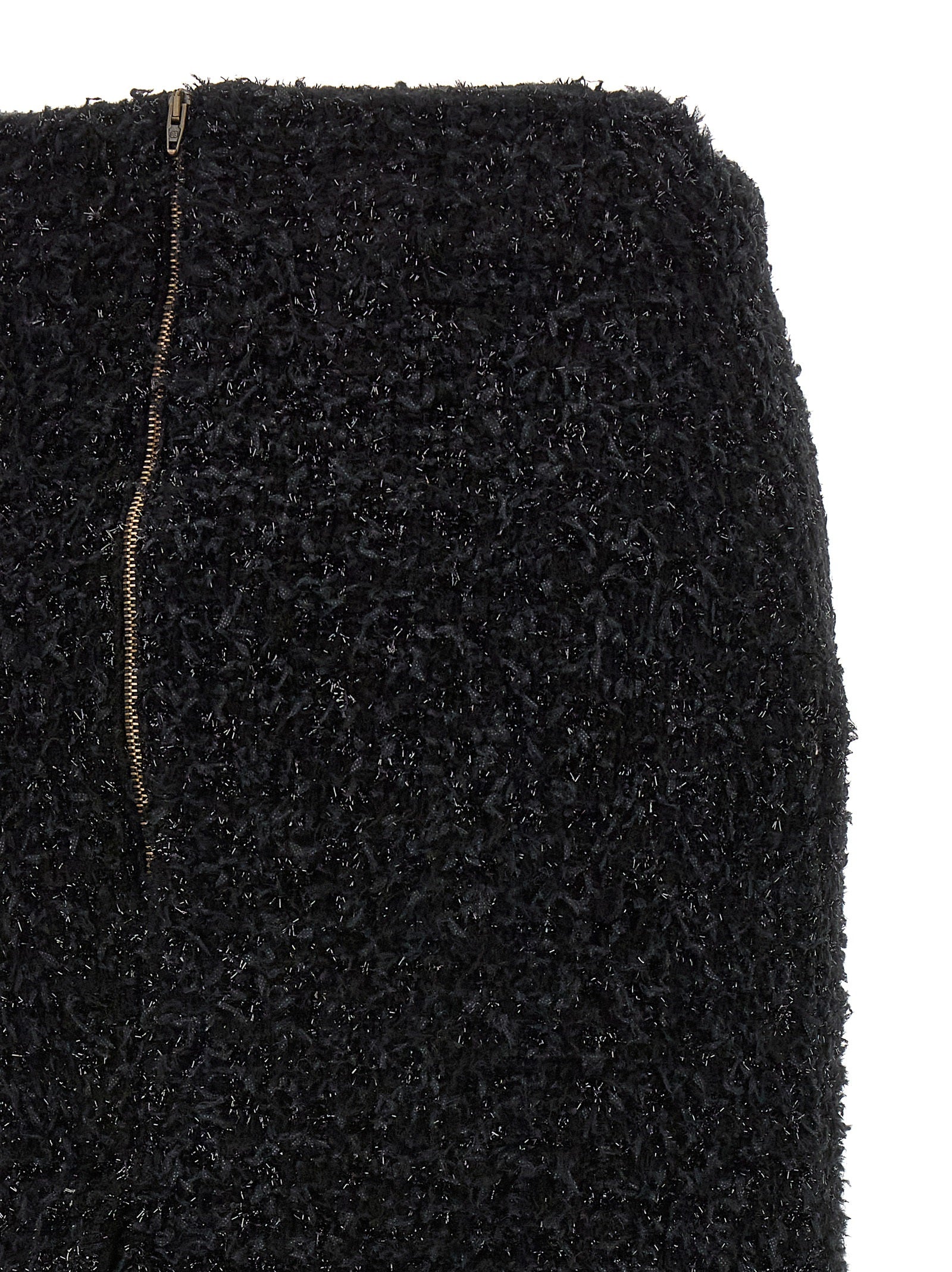 Skirt by Balenciaga for women in polyamide cotton tweed black showcases a dramatic silhouette, artfully capturing the essence of the Women's Polyamide Cotton Tweed Midi Skirt in a dramatic midi cut for a refined look.