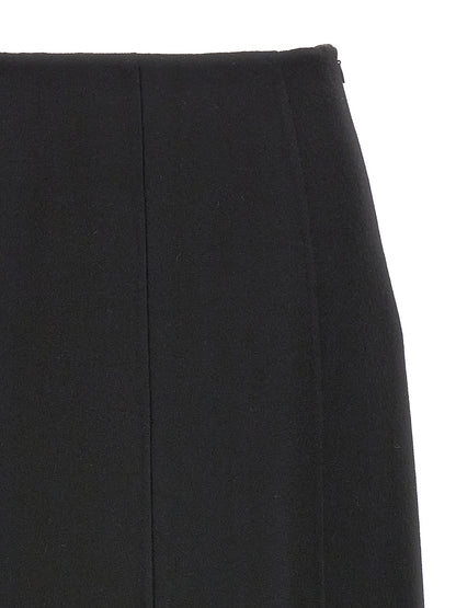 Skirt by Ermanno Scervino for women in virgin wool black showcases a dramatic silhouette, artfully capturing the essence of the Women's Virgin Wool Mini Skirt in a dramatic mini cut for a refined look.