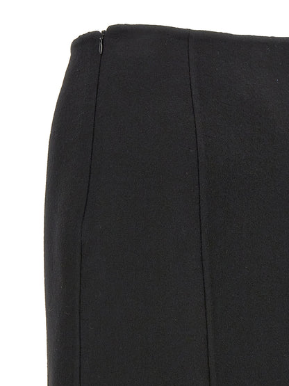 Skirt by Ermanno Scervino for women in virgin wool black features an relaxed-yet-refined silhouette that elegantly showcases the Women's Virgin Wool Mini Skirt design and sophisticated mini.