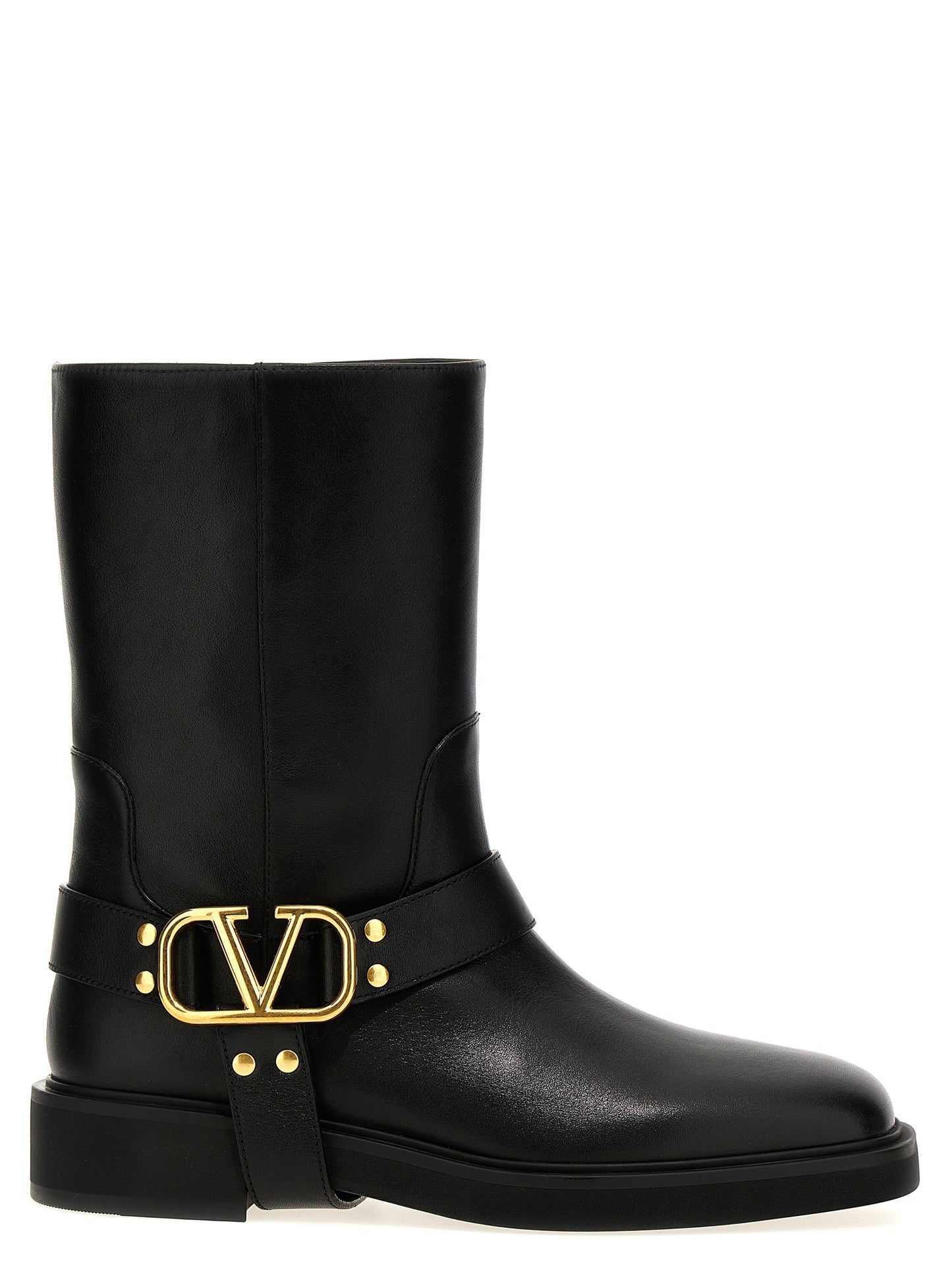 Ankle Boots by Valentino Garavani for women in calfskin leather black, gold & signature features an high-performance silhouette, showcasing the sophisticated design of the V Logo Women's Calfskin Leather Ankle Boots with a and a refined .
