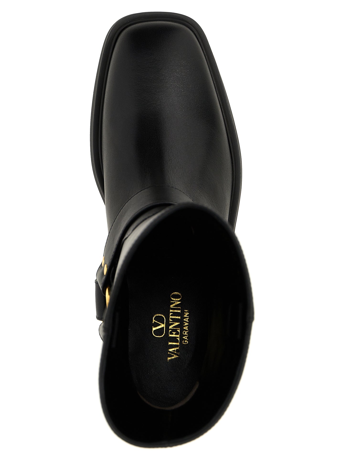 Ankle Boots by Valentino Garavani for women in calfskin leather black, gold & signature features an enchanting design from the V Logo Women's Calfskin Leather Ankle Boots collection, highlighting a enchanting and for a refined look.