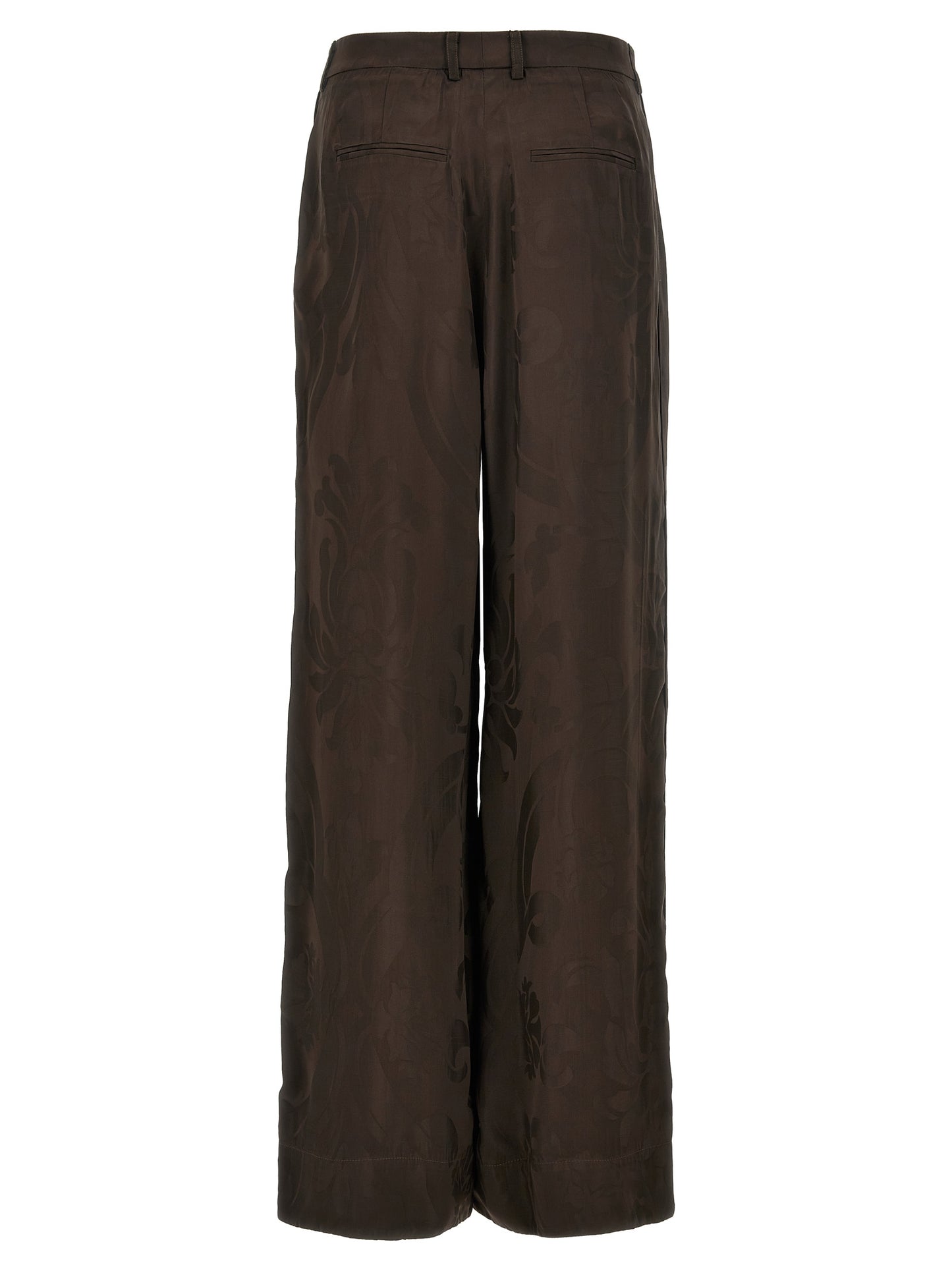 Casual Pants by F.R.S. - FOR RESTLESS SLEEPERS for women in viscose brown & jacquard features a polished silhouette with a polished straight-leg, reaching a polished long and finished with a polished .