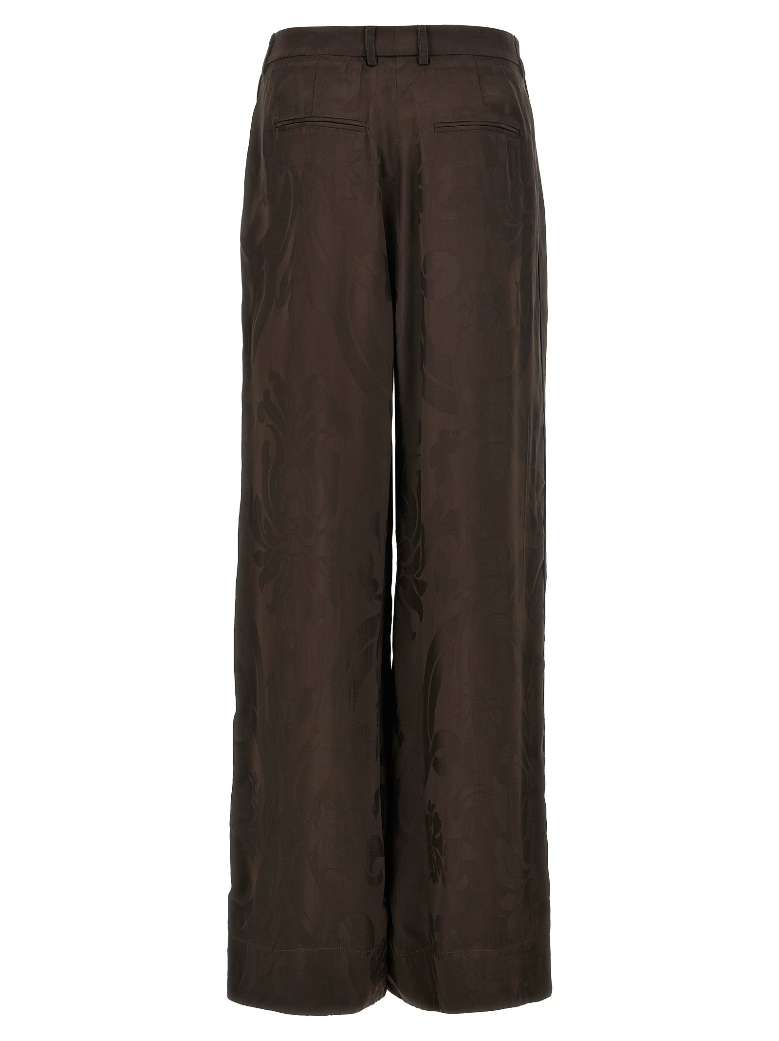 Casual Pants by F.R.S. - FOR RESTLESS SLEEPERS for women in viscose brown & jacquard features a polished silhouette with a polished straight-leg, reaching a polished long and finished with a polished .