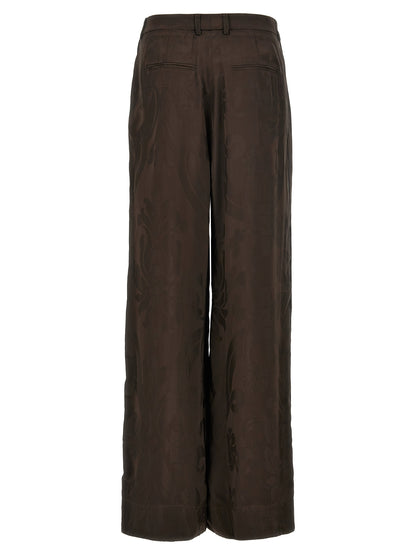 Casual Pants by F.R.S. - FOR RESTLESS SLEEPERS for women in viscose brown & jacquard features a polished silhouette with a polished straight-leg, reaching a polished long and finished with a polished .