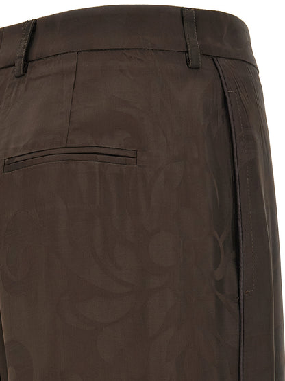Casual Pants by F.R.S. - FOR RESTLESS SLEEPERS for women in viscose brown & jacquard features an refined tailoring silhouette, showcasing a premium straight-leg with a and long cut for a refined tailoring look.