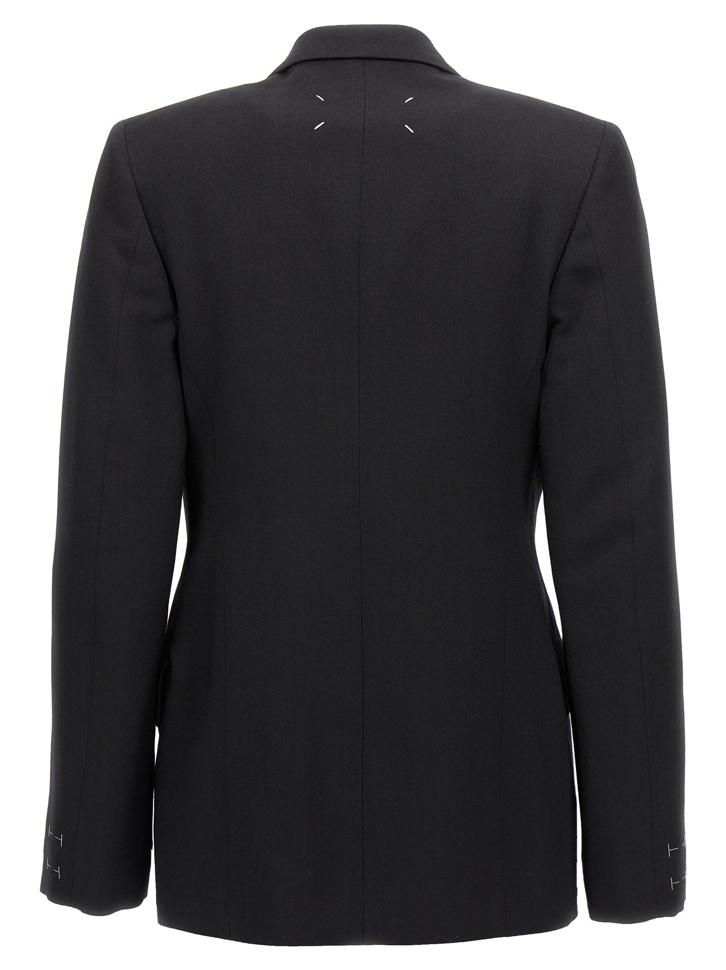 Blazer by Maison Margiela for women in wool black features an sartorial silhouette, showcasing a sophisticated and sartorial for a truly sartorial finish.