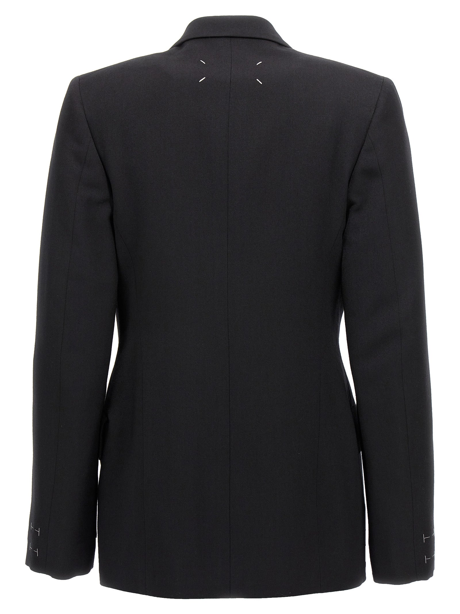 Blazer by Maison Margiela for women in wool black features an sartorial silhouette, showcasing a sophisticated and sartorial for a truly sartorial finish.