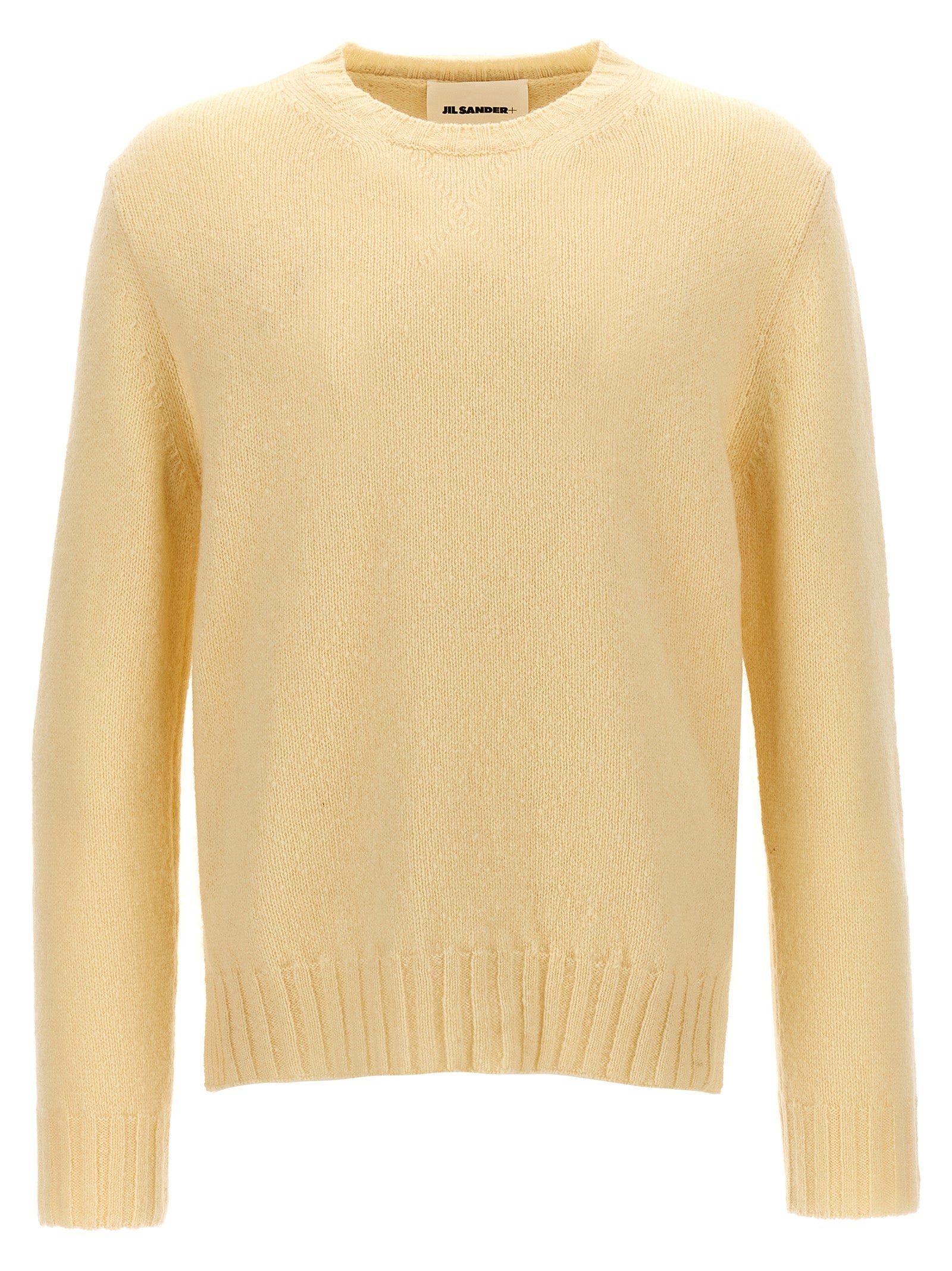 Cardigan by Jil Sander for men in mohair wool polyamide & silk beige features a dramatic silhouette, showcasing a sophisticated crew neckline and dramatic detail for a timeless, premium look.