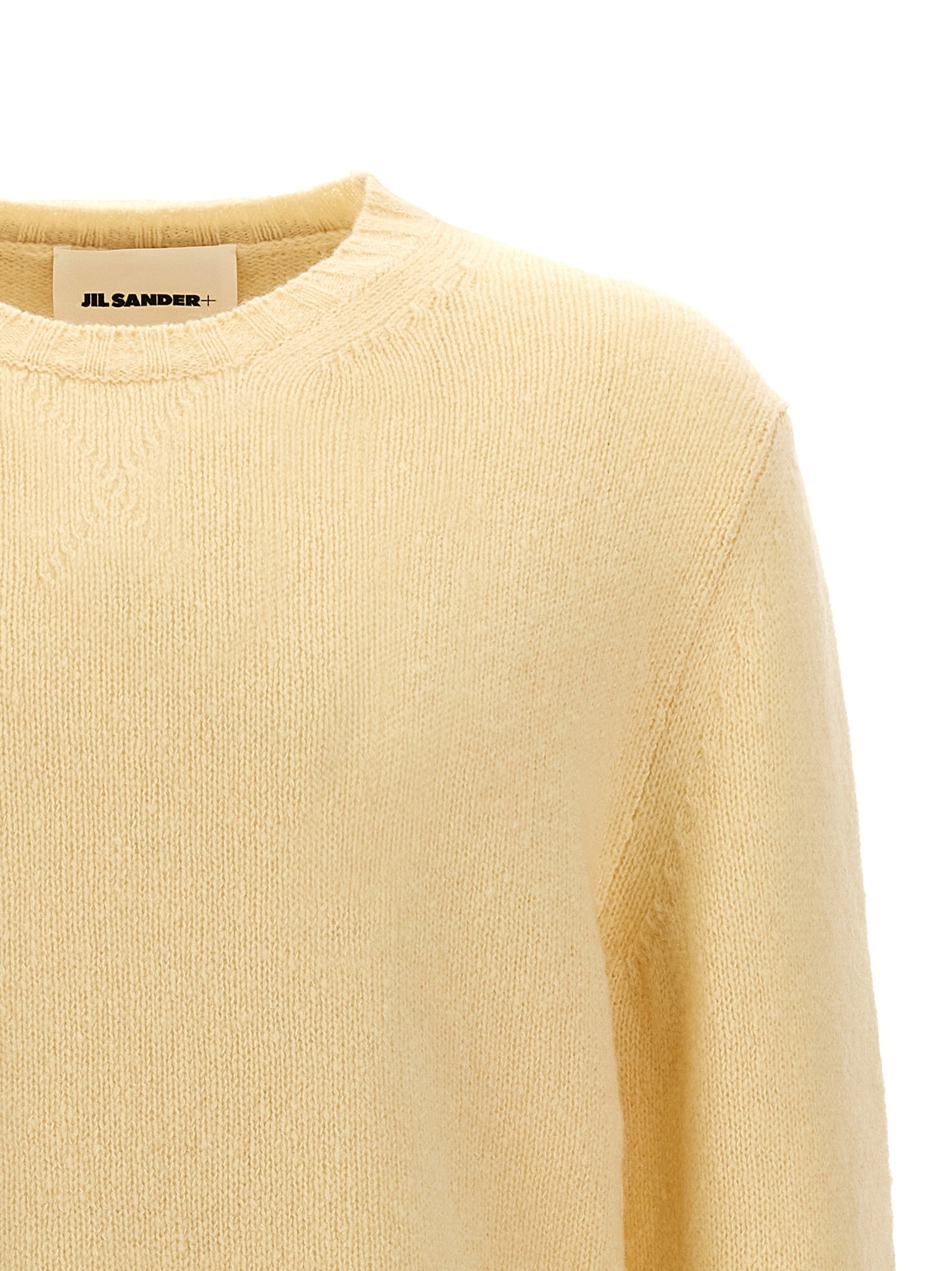 Cardigan by Jil Sander for men in mohair wool polyamide & silk beige features a nuanced silhouette with a refined crew neckline and nuanced detailing for a sophisticated look.
