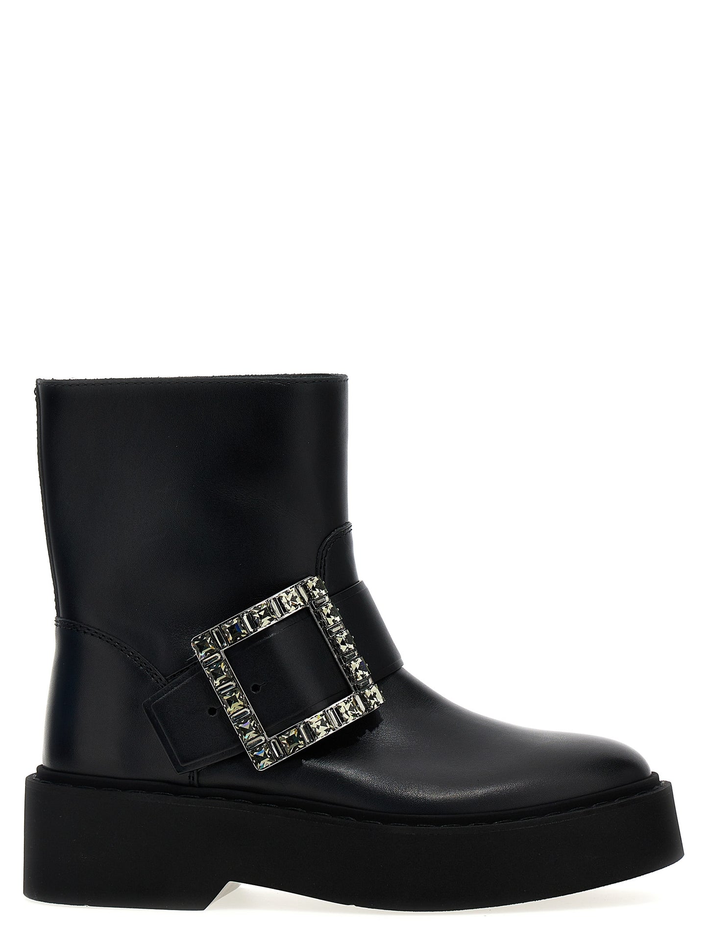 Ankle Boots by Roger Vivier for women in calfskin leather black features an high-performance silhouette, showcasing the sophisticated design of the Viv Women's Calfskin Leather Ankle Boots with a and a refined .