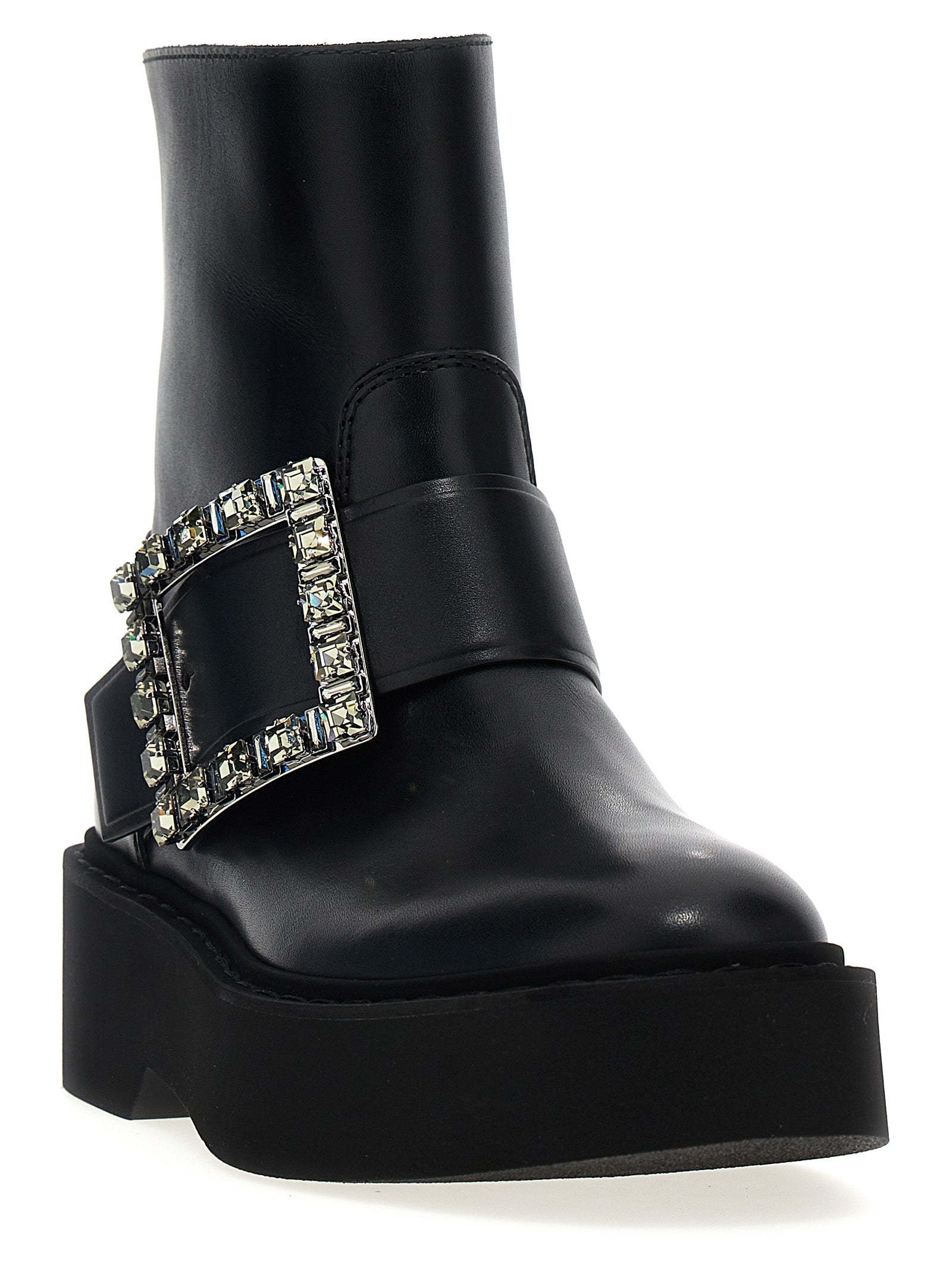 Ankle Boots by Roger Vivier for women in calfskin leather black showcases a ergonomic silhouette from the Viv Women's Calfskin Leather Ankle Boots collection, featuring a ergonomic and a ergonomic .