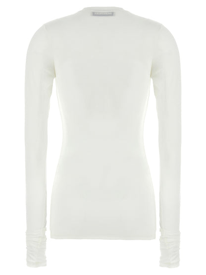 T-Shirt by Darkpark for women in stretch polyester white features a plush silhouette, showcasing a sophisticated crew neckline and for a truly plush finish.