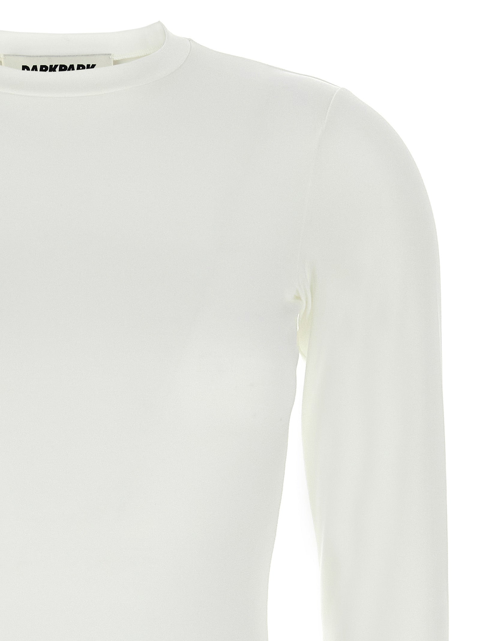 T-Shirt by Darkpark for women in stretch polyester white showcases a fashionable silhouette, elegantly detailed with a fashionable and for a sophisticated, high-fashion look.