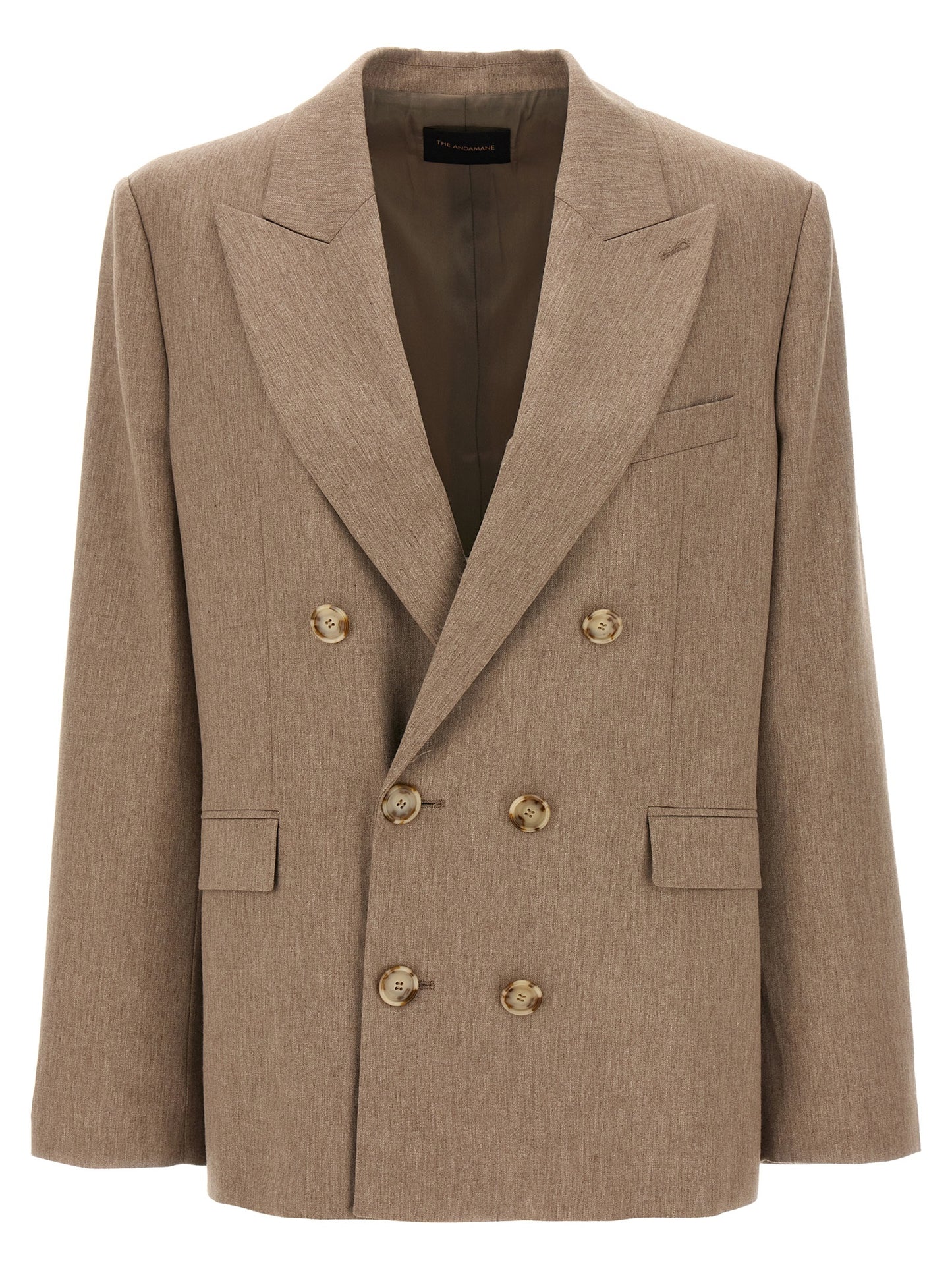 Blazer by The Andamane for women in virgin wool polyester & viscose beige features an stylish silhouette, showcasing a sophisticated and stylish for a truly stylish finish.