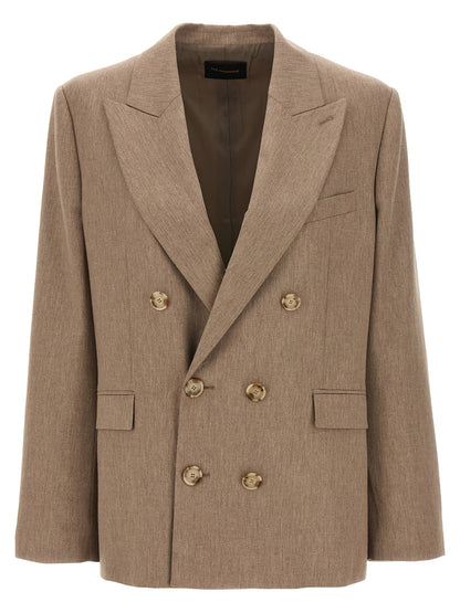 Blazer by The Andamane for women in virgin wool polyester & viscose beige features an stylish silhouette, showcasing a sophisticated and stylish for a truly stylish finish.