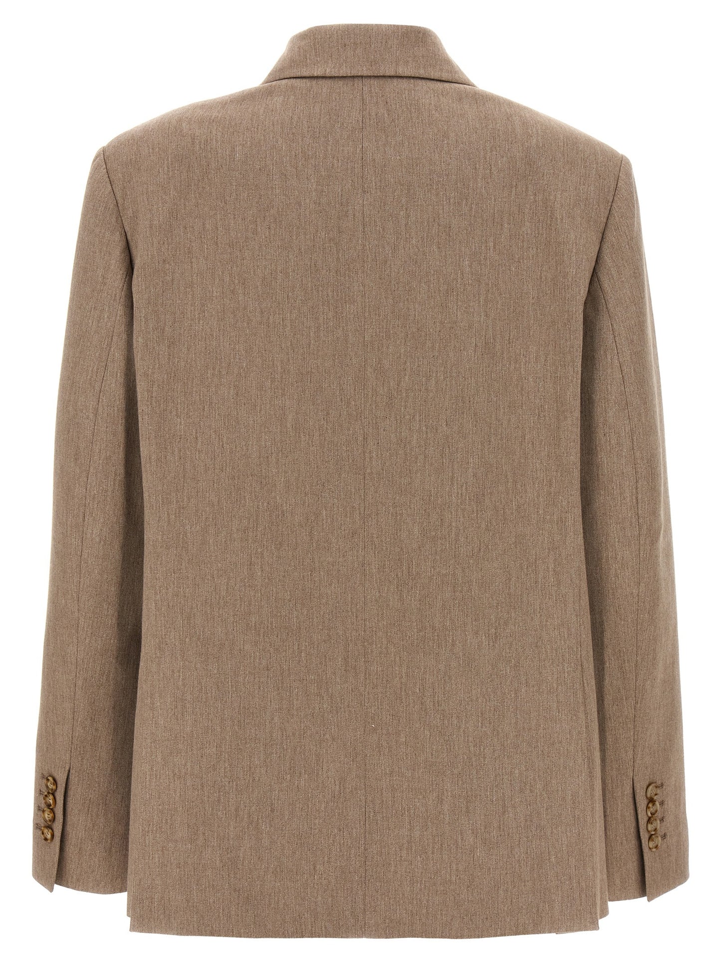 Blazer by The Andamane for women in virgin wool polyester & viscose beige showcases a discerning silhouette, elegantly detailed with a sophisticated and premium for a truly discerning finish.