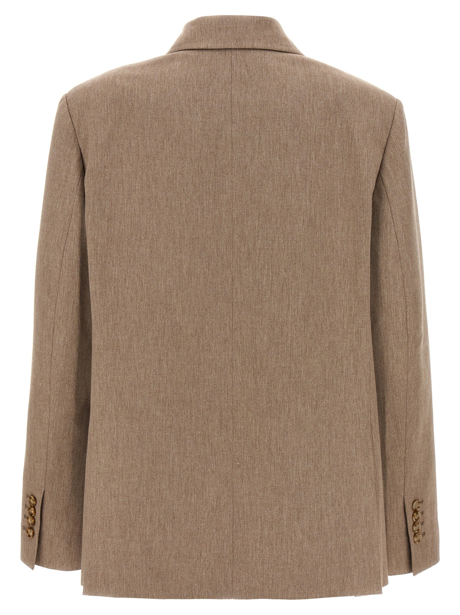 Blazer by The Andamane for women in virgin wool polyester & viscose beige showcases a discerning silhouette, elegantly detailed with a sophisticated and premium for a truly discerning finish.