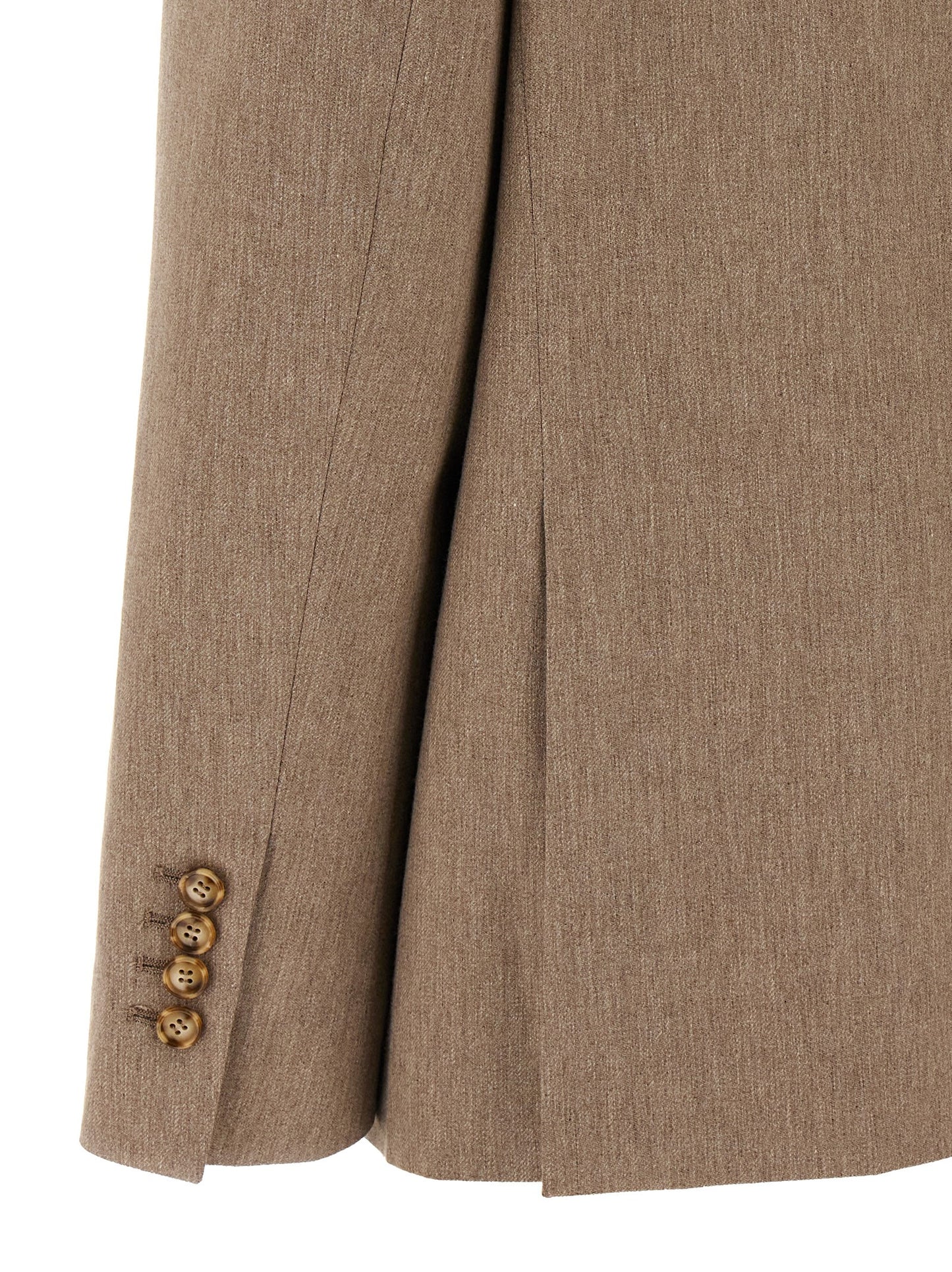 Blazer by The Andamane for women in virgin wool polyester & viscose beige showcases a polished silhouette, highlighted by a refined and polished for a sophisticated finish.
